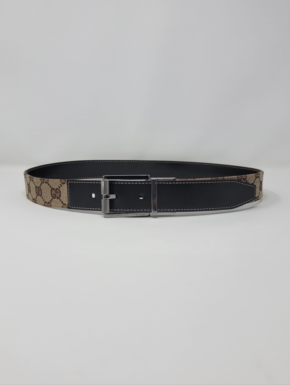 GUCCI GG Supreme Canvas Leather Belt Size 80cm.32inch - Picture 1 of 5